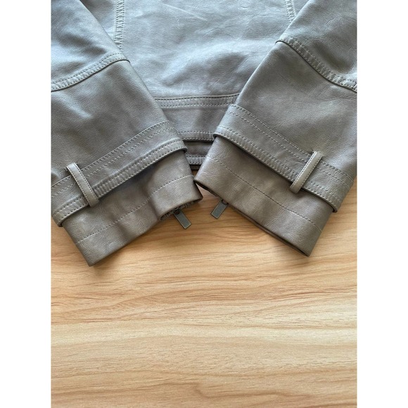 Blanc Noir Faux Leather Tan Brown Moto Jacket Asymmetric Front Zip Small - Picture 3 of 12